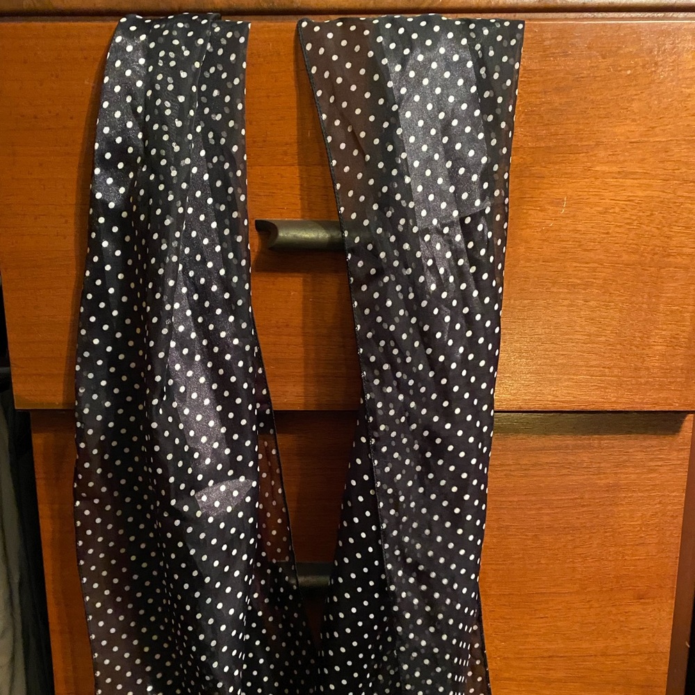 Black and white polka dotted scarf
